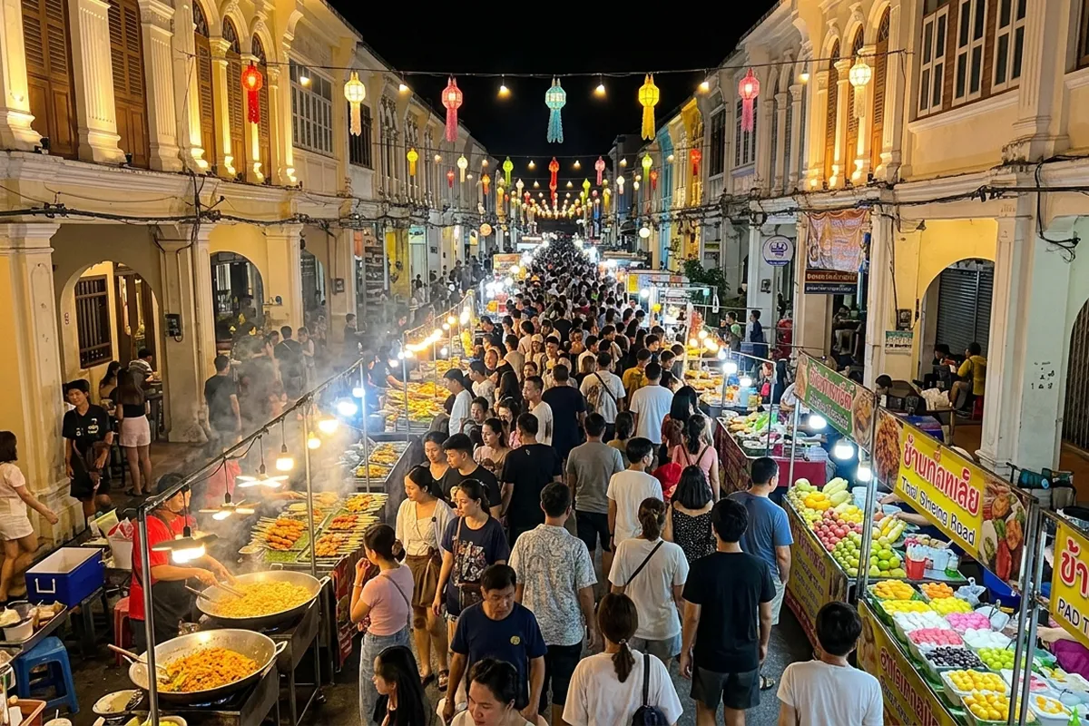 Lard Yai Sunday night market food stalls in Phuket Town