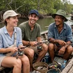 Koh Lanta Fishing Tour couple fishing on longtail boat