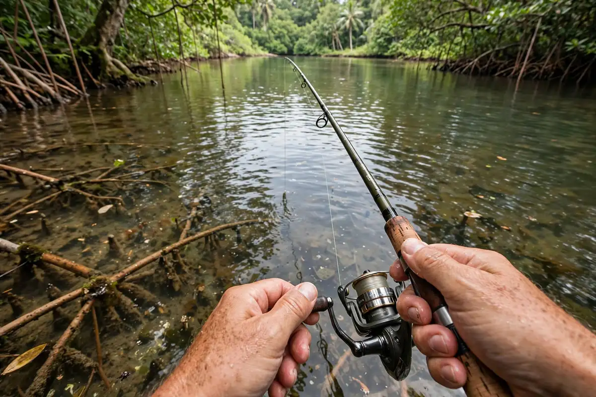 Koh Lanta Fishing Tour first person view mangrove river fishing