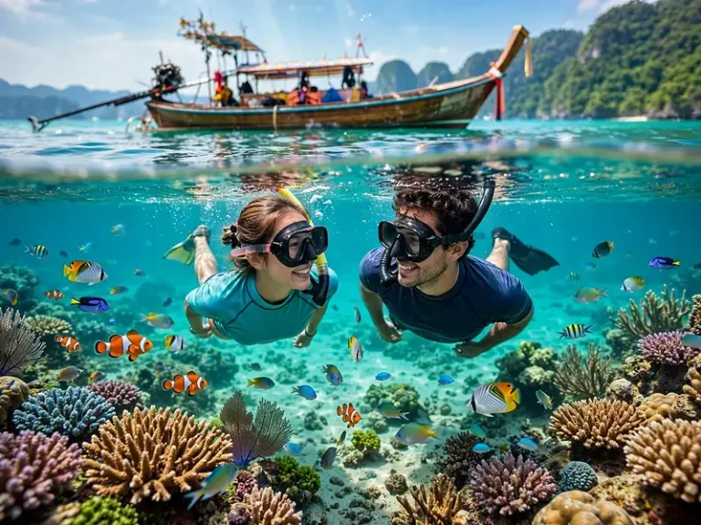 Koh Lanta Snorkeling Tour couple snorkeling coral reef