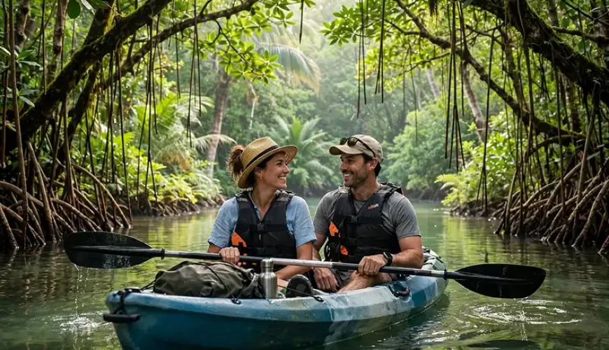 Mangrove Kayaking Koh Lanta couple kayaking in mangrove