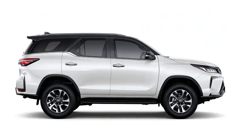 private transfer toyota fortuner white suv side profile car rental krabi